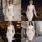Robe Midi Femme à Col Montant & Manches Transparentes