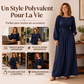 Robe Longue Femme Rayée à Taille Élastique