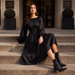 Robe Longue Femme Rayée à Taille Élastique