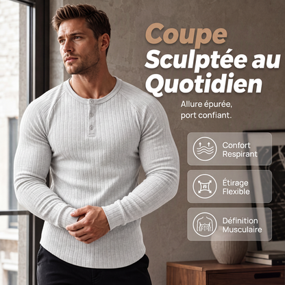 👕 LE BASIQUE, EN PLUS STYLÉ | T-shirt Henley Côtelé -50 %