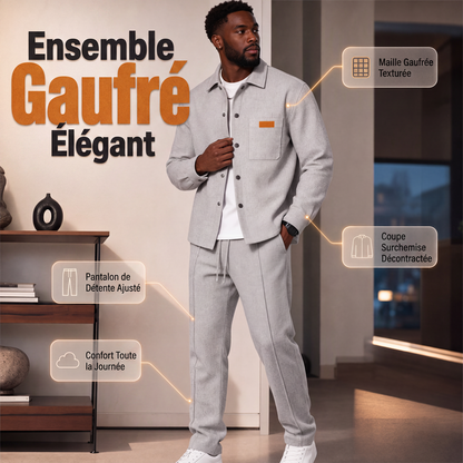 ✨ OFFRE PRIVILÈGE · -55 % | Ensemble Homme 2 Pièces à Texture Gaufrée