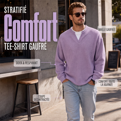 ✨ OFFRE PRIVILÈGE · -50 % | Haut Homme Gaufré Effet 2-en-1
