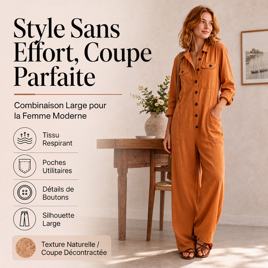 ✨ UNE PIÈCE, TOUT LE STYLE | Combinaison Cargo à Jambes Larges -50% ✈️ Livraison offerte !