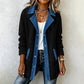 Veste décontractée en jean à patchwork pour femme