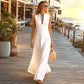 🤍 ÉLÉGANCE D'ÉTÉ | Robe Longue Blanche à Décolleté en V -50 %