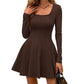 🍂 FÉMININE SANS EFFORT | Robe Courte Évasée à Encolure Carrée -50 %