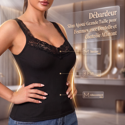⏰ Offre Limitée -50% | Débardeur Femme Ajusté à Col V avec Dentelle