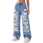 ⏰ Offre Limitée -50% | Jean Large Déchiré Femme Taille Haute