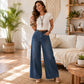 ✨ Confort & Style | Jean Femme Taille Haute à Jambes Larges avec Poches