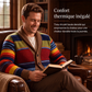 ✨ Qualité & Confort | Cardigan Homme Rayé en Maille à Col Châle