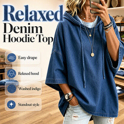 🔥 Offre Limitée -50% | Sweat à Capuche Femme Oversize Effet Denim Délavé
