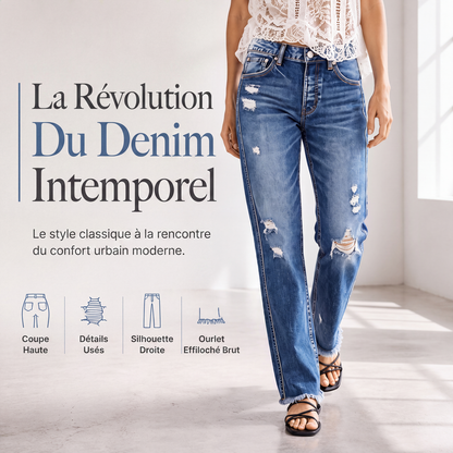 👖 LE DENIM VINTAGE AU QUOTIDIEN | Jean Droit Taille Haute Délavé -50 %