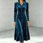 Robe vintage en velours de ligne A à boutons devant pour femme