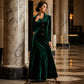 Robe vintage en velours de ligne A à boutons devant pour femme
