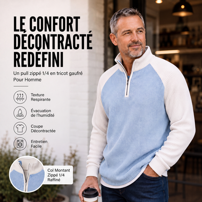 👕 LE CASUAL AVEC PLUS DE STYLE | T-Shirt Homme Texturé à Col Zippé -50 %