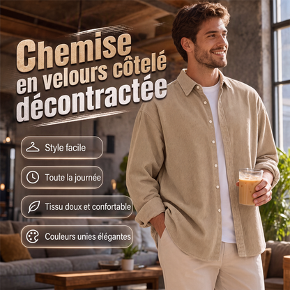 🍂 L'ESPRIT VINTAGE AU QUOTIDIEN | Chemise Homme en Velours Côtelé -50 %
