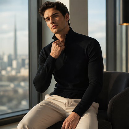 🧥 L'ÉLÉGANCE DÉCONTRACTÉE | Pull Homme à Col Montant Zippé -50 %
