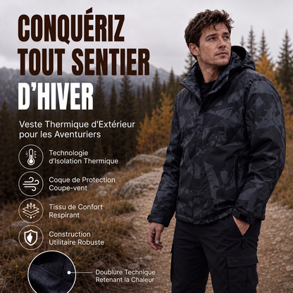 Veste à capuche camouflage coupe-vent pour homme