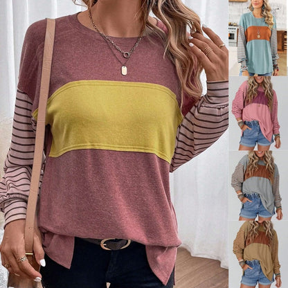 🌈 LE CASUAL PREND DES COULEURS | Haut Femme Rayé Color Block à Manches Longues -50 %