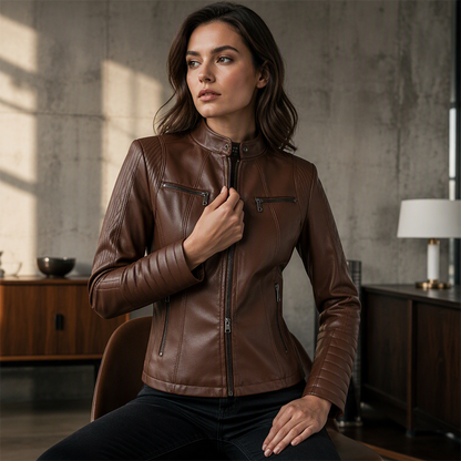 🖤 L'ESPRIT BIKER AU FÉMININ | Veste Femme Ajustée Effet Cuir -50 %