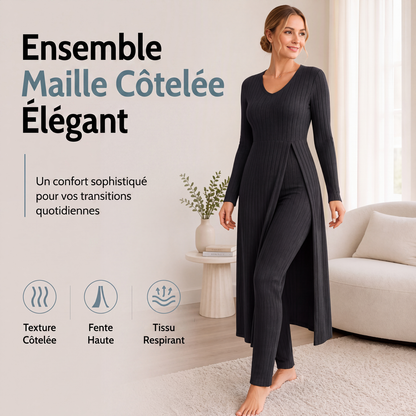 ✨ LE CASUAL QUI CHANGE DES BASIQUES | Ensemble Femme Côtelé 2 Pièces à Haut Long -50 %