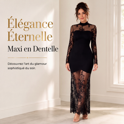 🖤 L'ÉLÉGANCE EN DENTELLE | Robe Longue Femme à Manches en Dentelle -50 %