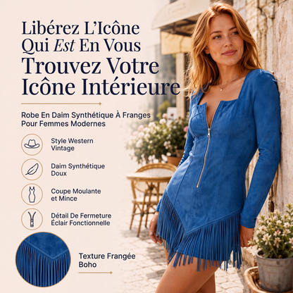✨ LE DÉTAIL QUI FAIT BOUGER LE LOOK | Robe Femme Ajustée à Franges & Demi-Zip -50 %