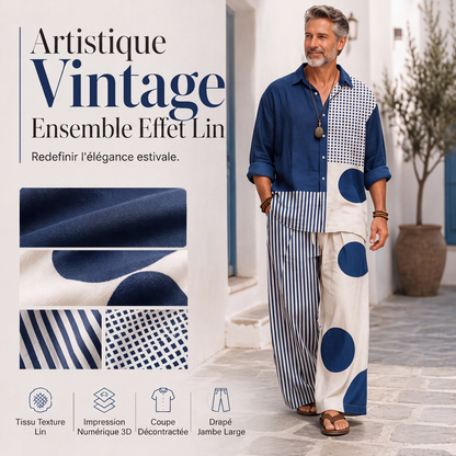 🎨 LE RÉTRO QUI SE DÉMARQUE | Ensemble Homme Imprimé 2 Pièces Coupe Ample -50 %