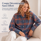 Cardigan décontracté à carreaux et boutons pour femme