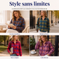 Cardigan décontracté à carreaux et boutons pour femme