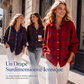 Cardigan décontracté à carreaux et boutons pour femme