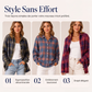 Cardigan décontracté à carreaux et boutons pour femme