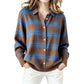 Cardigan décontracté à carreaux et boutons pour femme