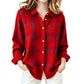 Cardigan décontracté à carreaux et boutons pour femme