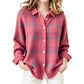 Cardigan décontracté à carreaux et boutons pour femme