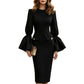✨ OFFRE PRIVILÈGE · -50 % | Robe Midi Cintrée à Manches Structurées