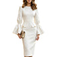 ✨ OFFRE PRIVILÈGE · -50 % | Robe Midi Cintrée à Manches Structurées
