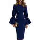 ✨ OFFRE PRIVILÈGE · -50 % | Robe Midi Cintrée à Manches Structurées