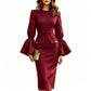 ✨ OFFRE PRIVILÈGE · -50 % | Robe Midi Cintrée à Manches Structurées