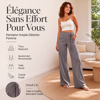 ✨ OFFRE PRIVILÈGE · -50 % | Pantalon Large Rayé Femme – Chic Décontracté