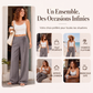 ✨ OFFRE PRIVILÈGE · -50 % | Pantalon Large Rayé Femme – Chic Décontracté