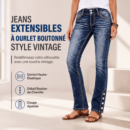 ✨ OFFRE PRIVILÈGE · -53 % | Jean Stretch Femme à Ourlets Boutonnés