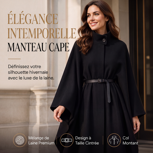 🌸 OFFRE LIMITÉE –50% ! ✨ Manteau cape élégant pour femme à col montant