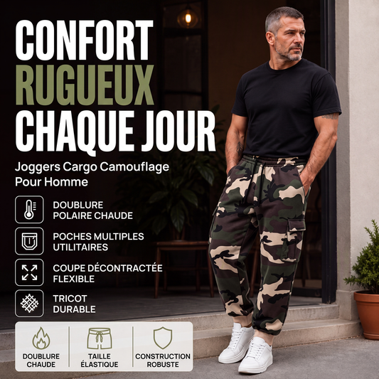 Pantalon cargo de sport camouflage à cordon de serrage pour homme