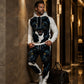 📢📢50% DE RÉDUCTION !! ⏰Ensemble sweat à capuche imprimé et pantalon de survêtement pour homme