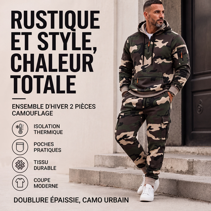 📢📢50 % DE RÉDUCTION !! ⏰ Ensemble sweat à capuche chaud et pantalon camouflage pour homme