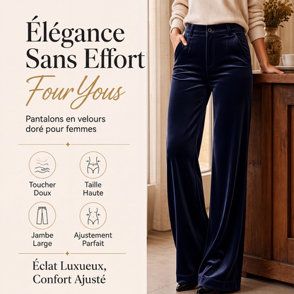 🌸 OFFRE LIMITÉE –50% ! ✨ Pantalon taille haute large en velours pour femme