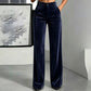 🌸 OFFRE LIMITÉE –50% ! ✨ Pantalon taille haute large en velours pour femme