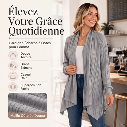 🌸 OFFRE LIMITÉE –50% ! ✨ Cardigan décontracté pour femme avec pan avant ouvert et effet drapé