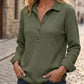 🌙 OFFRE LIMITÉE -50% ! 💕 Haut Henley à manches longues en tricot gaufré pour femme
